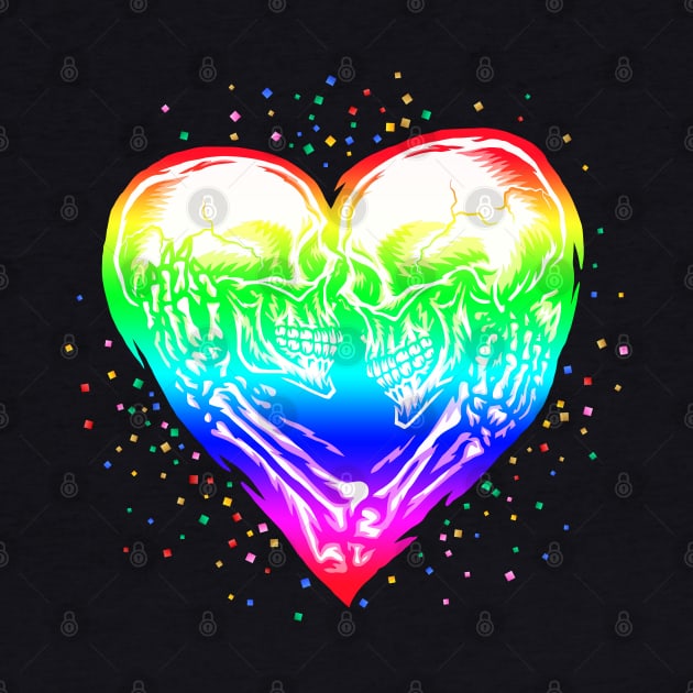 LGBT Skeleton Skull Rainbow Pride Heart by voidea